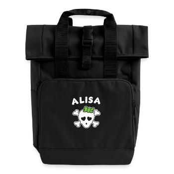 Pirate Alisa Design for Girls and Women - Roll Top Backpack with Two Handles - black - Front