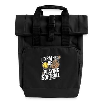 Ich würde lieber die Softball-Saison lustig spielen - Rolltop Rucksack mit zwei Griffen - Schwarz - Vorne