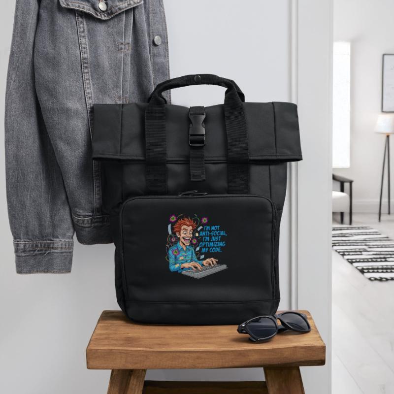 Code Optimizer : antisocial ? Juste du codage ! Sac à dos Roll Top à deux anses
