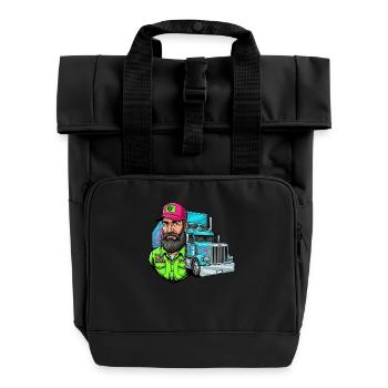 Harte Straße, cooler Typ: Dein Trucker Design! - Rolltop Rucksack mit zwei Griffen - Schwarz - Vorne