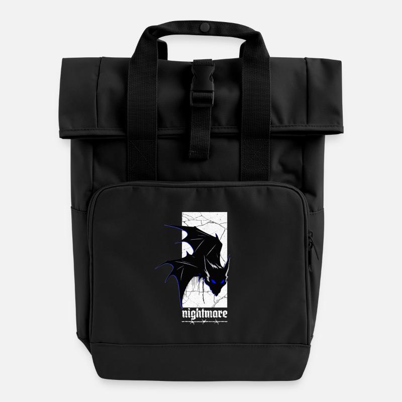 Nightmare Bat – Horreur gothique Vampire Creature Art - Sac à dos Roll Top à deux anses - noir
