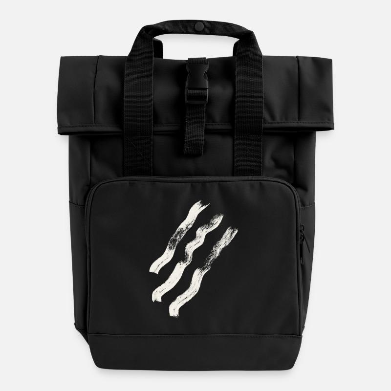 stripes abstract - Roll Top Backpack with Two Handles - black