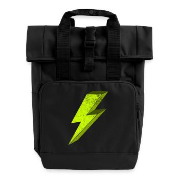 Luminous Electric Flash Illustration 3D - Roll Top Backpack with Two Handles - black - Front