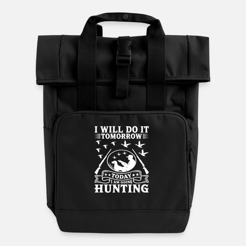 I will do it tomorrow today hunting - Rolltop Rucksack mit zwei Griffen - Schwarz
