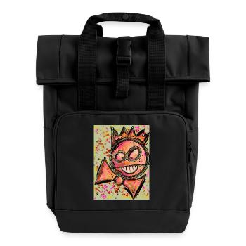 Boom Smile - Roll Top Backpack with Two Handles - black - Front