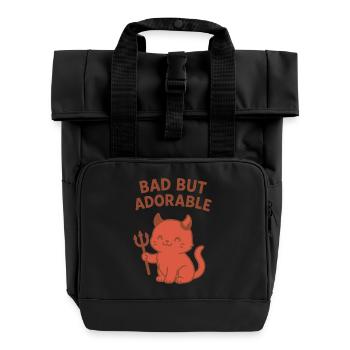 Böse, aber liebenswerte Teufelskatze - Rolltop Rucksack mit zwei Griffen - Schwarz - Vorne
