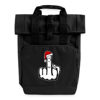 Weihnachten Mittelfinger mit Weihnachtsmütze - Rolltop Rucksack mit zwei Griffen - Schwarz - Vorne