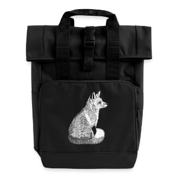 Renard vintage dessiné à la main - Sac à dos Roll Top à deux anses - noir - Devant