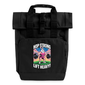 Hop Strong. Lift Heavy - Roll Top Backpack with Two Handles - black - Front