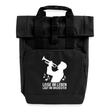 Trumpet - Quiet in Life Loud in the Orchestra - Roll Top Backpack with Two Handles - black - Front