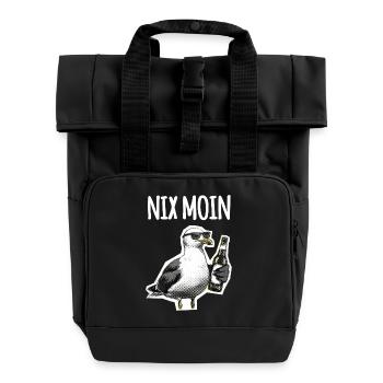 Lustiger Spruch Norddeutschland Möwe Bier - Rolltop Rucksack mit zwei Griffen - Schwarz - Vorne