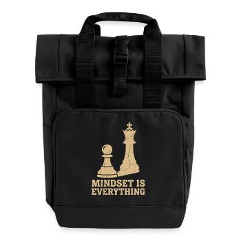 Mindset Is Everything – Chess Strategy Design - Roll Top Backpack with Two Handles - black - Front