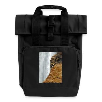 Mossy Cliff Waterfall Vista - Roll Top Backpack with Two Handles - black - Front