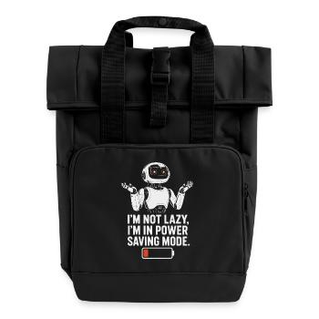 Power Saving Mode Robot - Roll Top Backpack with Two Handles - black - Front