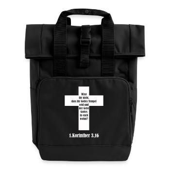 Quotation from the Cross Corinthians 3:16 - Spirit in You - Roll Top Backpack with Two Handles - black - Front