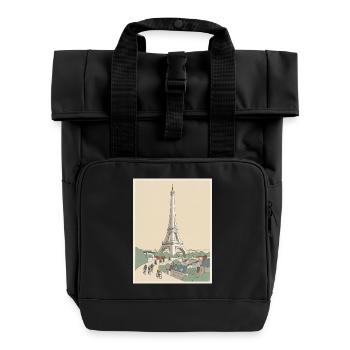Paris Ride — Cycling Memory - Roll Top Backpack with Two Handles - black - Front