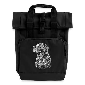 Chemise en dessin de trait de chien portrait Labrador - Sac à dos Roll Top à deux anses - noir - Devant