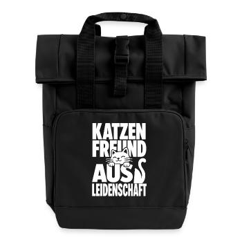 Katzenfreund Aus Leidenschaft - Rolltop Rucksack mit zwei Griffen - Schwarz - Vorne