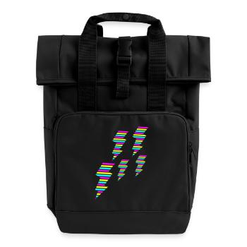 tri color flash blitz electro power - Roll Top Backpack with Two Handles - black - Front