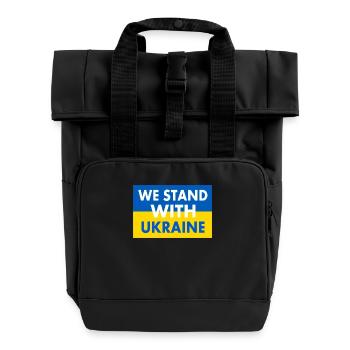 We stand with ukraine - Roll Top Backpack with Two Handles - black - Front