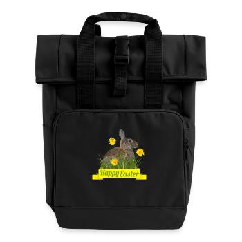 Happy Easter rabbit cony - Roll Top Backpack with Two Handles - black - Front