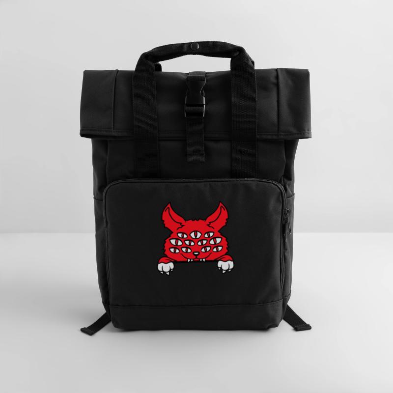 Cat Demon Many Eyes Devil Hell Evil Monster Roll Top Backpack with Two Handles