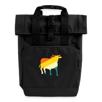 Büffel Rind Ochsen - Rolltop Rucksack mit zwei Griffen - Schwarz - Vorne