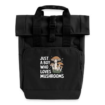 Pilz Pilze Funghi Champignon - Rolltop Rucksack mit zwei Griffen - Schwarz - Vorne
