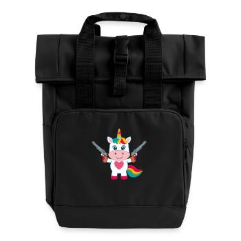 Baby Unicorn Protector - Roll Top Backpack with Two Handles - black - Front