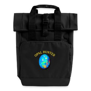 Opal Hunter: Colorful Egg Print - Roll Top Backpack with Two Handles - black - Front