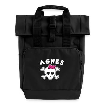 Piratin Agnes Design für Mädchen und Frauen - Rolltop Rucksack mit zwei Griffen - Schwarz - Vorne
