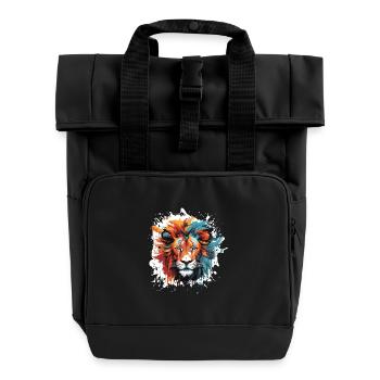 Tête Pop Art Lion Animal - Sac à dos Roll Top à deux anses - noir - Devant