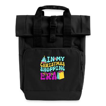 Christmas Saying In My Christmas Shopping Era - Roll Top Backpack with Two Handles - black - Front