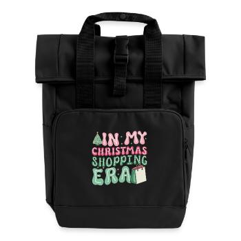Christmas Saying In My Christmas Shopping Era - Roll Top Backpack with Two Handles - black - Front