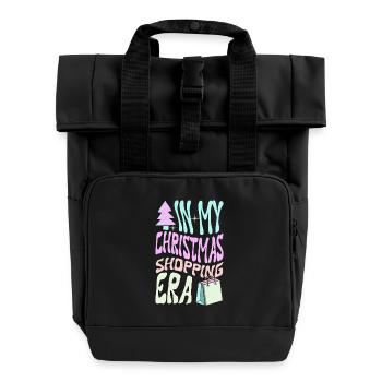 Christmas Saying In My Christmas Shopping Era - Roll Top Backpack with Two Handles - black - Front