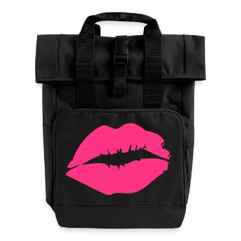kiss - Roll Top Backpack with Two Handles - black - Front