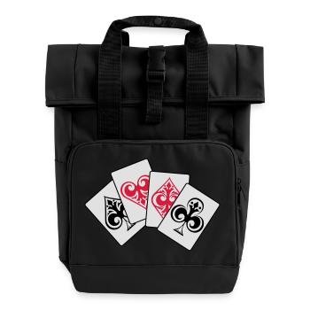 4 aces poker !!! - Sac à dos Roll Top à deux anses - noir - Devant