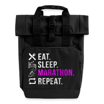 Eat Sleep Marathon Repeat - Roll Top Backpack with Two Handles - black - Front