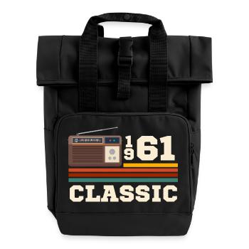 Anniversary 1961 retro classic - Roll Top Backpack with Two Handles - black - Front