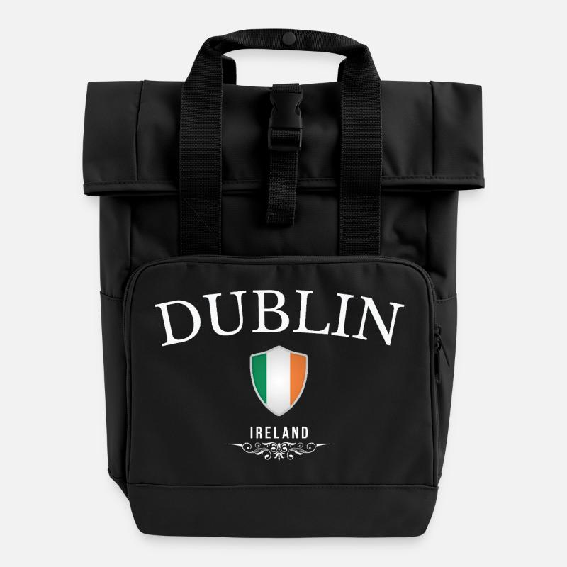 I love Dublin, souvenir Dublin - Roll Top Backpack with Two Handles - black