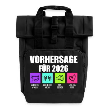 Bald Mama VORHERSAGE 2026 Lustiges - Rolltop Rucksack mit zwei Griffen - Schwarz - Vorne