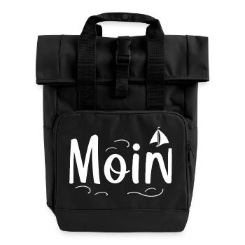 Moin Wellendesign - Rolltop Rucksack mit zwei Griffen - Schwarz - Vorne