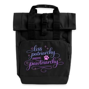 less patriarchy, more pawtriarchy - Roll Top Backpack with Two Handles - black - Front