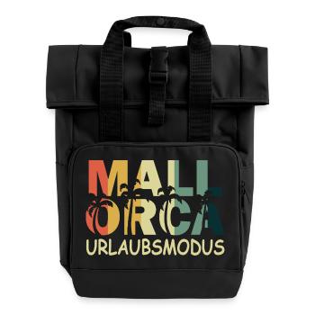 Mallorca, Urlaub - Rolltop Rucksack mit zwei Griffen - Schwarz - Vorne