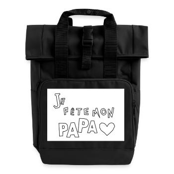 Fête Papa Dessin Ludique - Sac à dos Roll Top à deux anses - noir - Devant
