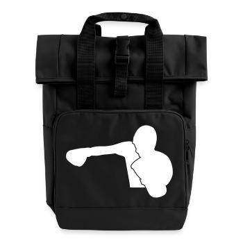 Boxer schlägt KnockOut Design - Rolltop Rucksack mit zwei Griffen - Schwarz - Vorne