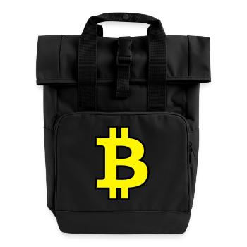 Bitcoin Satoshi Nakamoto - Rolltop Rucksack mit zwei Griffen - Schwarz - Vorne
