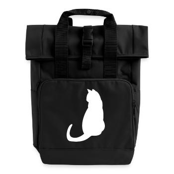 Miezen Katze cat cats Katzen - Rolltop Rucksack mit zwei Griffen - Schwarz - Vorne