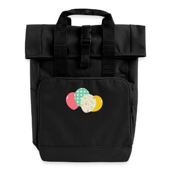 balloons - Roll Top Backpack with Two Handles - black - Front