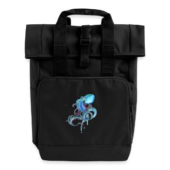 kraake octopus tentacal illu fish octopus ora - Roll Top Backpack with Two Handles - black - Front